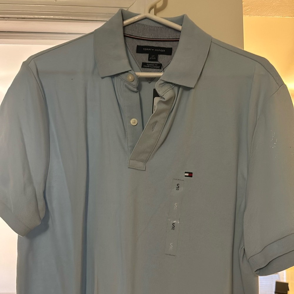 Mens New w Tags Tommy Hilfiger Light Blue Polo